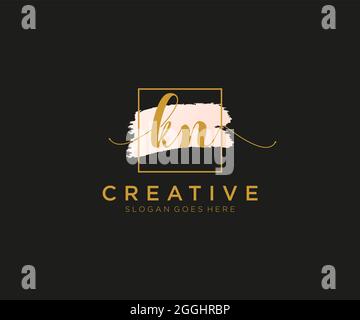 KN Feminine logo beauty monogram and elegant logo design, handwriting logo of initial signature, wedding, fashion, floral and botanical with creative Stock Vector
