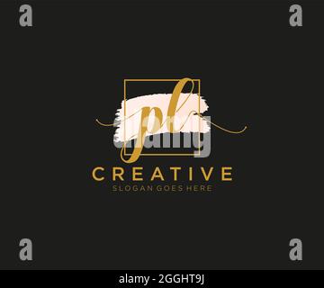 PL Feminine logo beauty monogram and elegant logo design, handwriting logo of initial signature, wedding, fashion, floral and botanical with creative Stock Vector