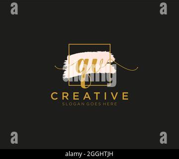 QV Feminine logo beauty monogram and elegant logo design, handwriting logo of initial signature, wedding, fashion, floral and botanical with creative Stock Vector