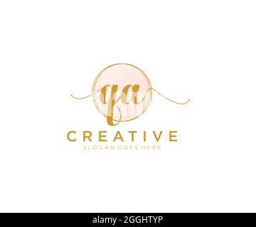 QA Feminine logo beauty monogram and elegant logo design, handwriting logo of initial signature, wedding, fashion, floral and botanical with creative Stock Vector