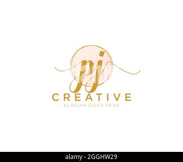 PJ Feminine logo beauty monogram and elegant logo design, handwriting logo of initial signature, wedding, fashion, floral and botanical with creative Stock Vector