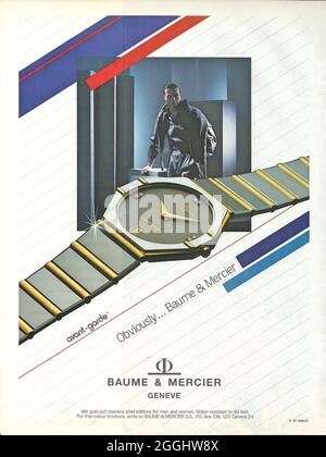 Paper ad advert of Baume Mercier watch Swiss made r day date gmt master chronometer date adjust Stock Photo