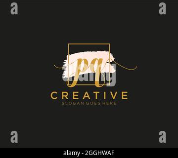 PQ Feminine logo beauty monogram and elegant logo design, handwriting logo of initial signature, wedding, fashion, floral and botanical with creative Stock Vector