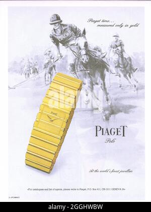 Paper ad advert of Piaget watch Swiss made r day date gmt master chronometer date adjust Stock Photo