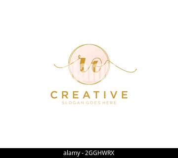 RO Feminine logo beauty monogram and elegant logo design, handwriting logo of initial signature, wedding, fashion, floral and botanical with creative Stock Vector