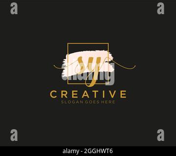 SY Feminine logo beauty monogram and elegant logo design, handwriting logo of initial signature, wedding, fashion, floral and botanical with creative Stock Vector