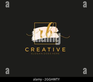 RB Feminine logo beauty monogram and elegant logo design, handwriting logo of initial signature, wedding, fashion, floral and botanical with creative Stock Vector