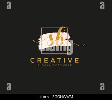 SB Feminine logo beauty monogram and elegant logo design, handwriting logo of initial signature, wedding, fashion, floral and botanical with creative Stock Vector