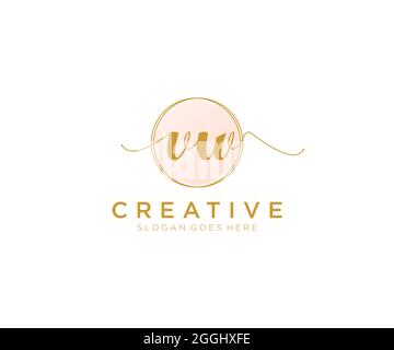 VW Feminine logo beauty monogram and elegant logo design, handwriting logo of initial signature, wedding, fashion, floral and botanical with creative Stock Vector