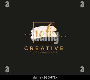 WB Feminine logo beauty monogram and elegant logo design, handwriting logo of initial signature, wedding, fashion, floral and botanical with creative Stock Vector