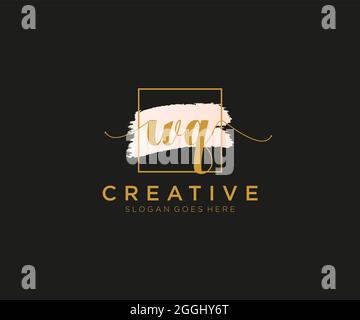 WQ Feminine logo beauty monogram and elegant logo design, handwriting logo of initial signature, wedding, fashion, floral and botanical with creative Stock Vector