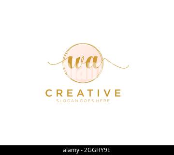WA Feminine logo beauty monogram and elegant logo design, handwriting logo of initial signature, wedding, fashion, floral and botanical with creative Stock Vector