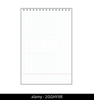 blank checkered plaid sheet, notepad page with ring holes. Stock Vector