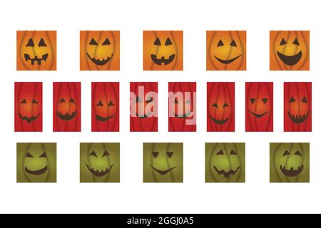 halloween pumpkin face jack-o-lantern on social media post template. Stock Vector