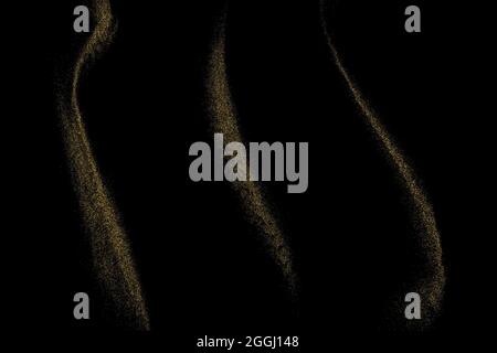 Gold Glitter Texture Isolated on Black. Amber Particles Color. Abstract Waves. Golden Explosion of Confetti. Design Element. Digitally Generated Image Stock Vector
