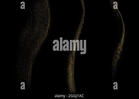 Gold Glitter Texture Isolated on Black. Amber Particles Color. Abstract Waves. Golden Explosion of Confetti. Design Element. Digitally Generated Image Stock Vector