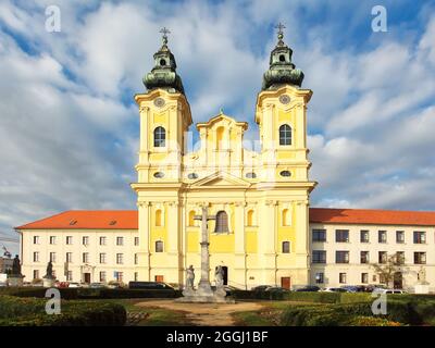 Nitra, Church of Saint Ladislav in square and park, Slovakia Stock Photo