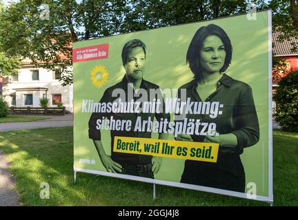 08/27/2021 Election Posters For The 2021 Federal Election In Oldenburg. In The Picture Election Poster Of The Green Party With Robert Habeck Und Annal Stock Photo