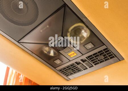 System and control panel for passengers in a tourist bus with buttons ...