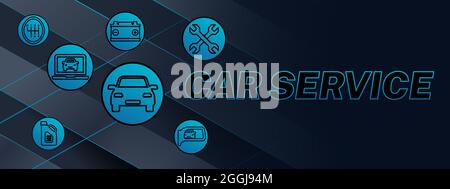 Dark Blue Car Service Banner Background Design Stock Vector