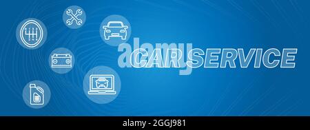 Blue Car Service Banner Background Design Stock Vector