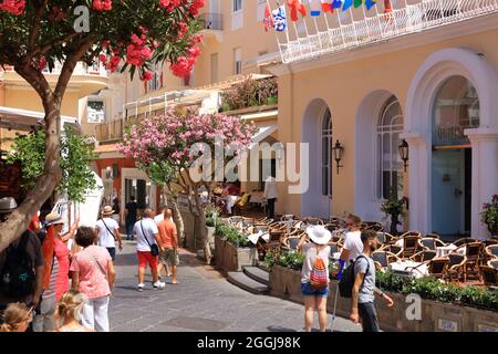 July 14 2021 - Capri, Italy: Streets in the mediterranean town of Capri Stock Photo