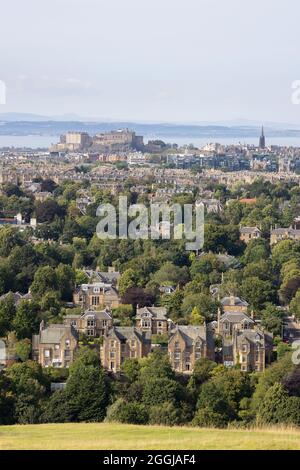 Edinburgh city - Edinburgh skyline seen from Blackford Hill; Edinburgh Scotland UK Stock Photo