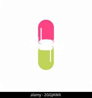 Pharmacy medical health care pills and capsule herbal vitamin logo and symbols. Stock Vector