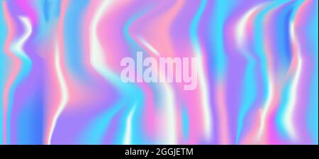 Vector abstract holographic background 80s - 90s, trendy colorful texture in pastel neon color design. Stock Vector