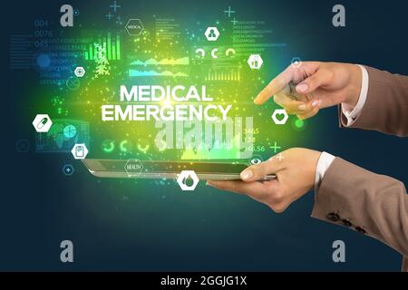 Close-up of a touchscreen with medical inscription Stock Photo