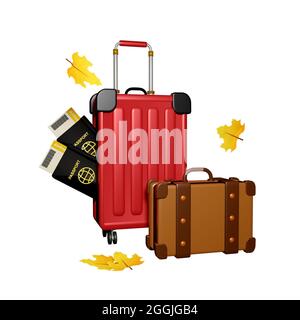 autumn travel gear with white background 3d design side view Stock Photo