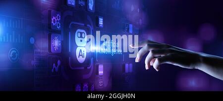 AI Artificial intelligence Neural network deep machine learning concept. Stock Photo