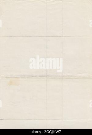 Scan of an old document. The paper is around 50 years old. The stains are from aging. The creases are from folding. Meant as background Stock Photo