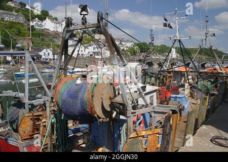 fishing boats moored in looe harbour on the south cornwall coast Stock Photo