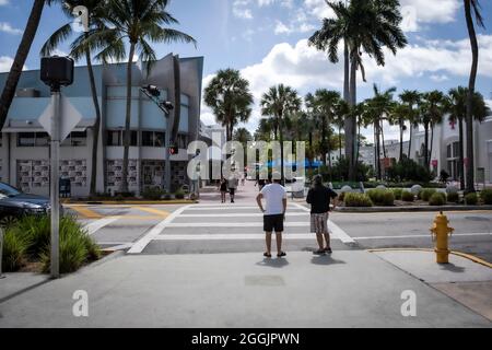 Beautiful Lincoln Road Mall in Miami Beach, Miami Beach, Florida USA Stock Photo