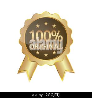 100% Original Ribbon Elegant Golden Seal Stock Vector