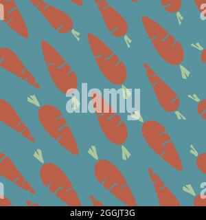 Vector seamless pattern with cartoon style carrots. Contrast design with carrots. Stock Vector