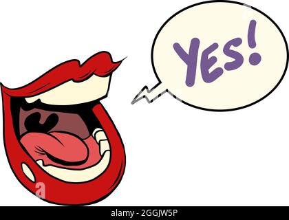 yes pop art mouth scream words speech talk Stock Vector
