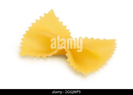 Bow tie pasta isolated on white background with clipping path and full depth of field. Stock Photo