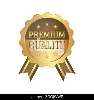 Premium Quality Badge Ribbon Luxury Golden Seal Stock Vector