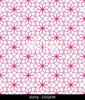 Simple Flower Outline Geometric Seamless Pattern Stock Vector