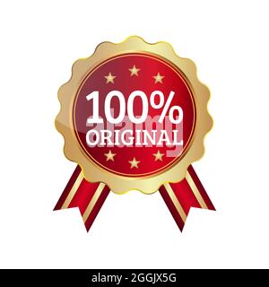 100% Original Badge Ribbon Seal Stock Vector