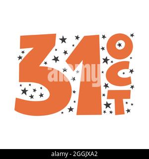 Happy Halloween 31 oktober - Silhouette Text Banner Hand drawn creative calligraphy and brush pen lettering. design for holiday greeting card and invi Stock Vector