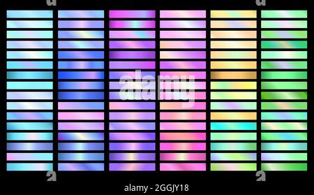 Iridescent Holographic Unicorn Gradient Collection of Every Color Swatches Stock Vector