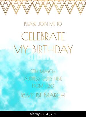 Turquoise Watercolor Invitation Design Stock Vector