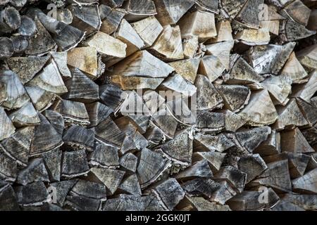 Stack of wooden logs, Finland Stock Photo