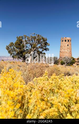 Desert View Watch Tower, South Rim, Grand Canyon National Park, Arizona, United States, USA Stock Photo