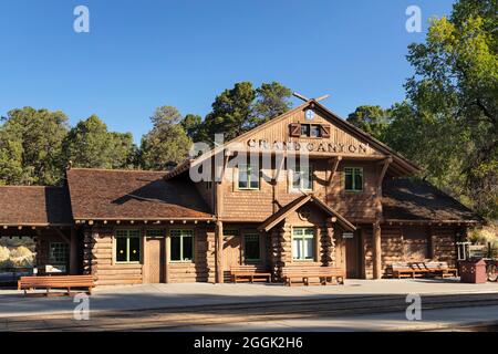 Grand Canyon Railway Depot, South Rim, Grand Canyon National Park, Arizona, USA Stock Photo