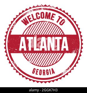 WELCOME TO ATLANTA - GEORGIA, words written on red zig zag stamp Stock Photo