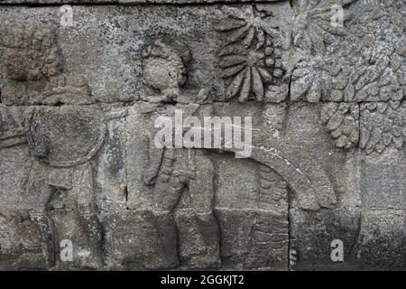 Carved stone of penataran temple (panataran temple), Blitar, East Java Indonesia Stock Photo